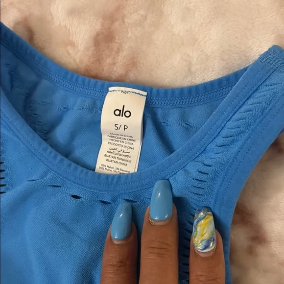 ALO Yoga Blue Sleeveless Halter Bodycon Mini Dress BNWT - Picture 7 of 7